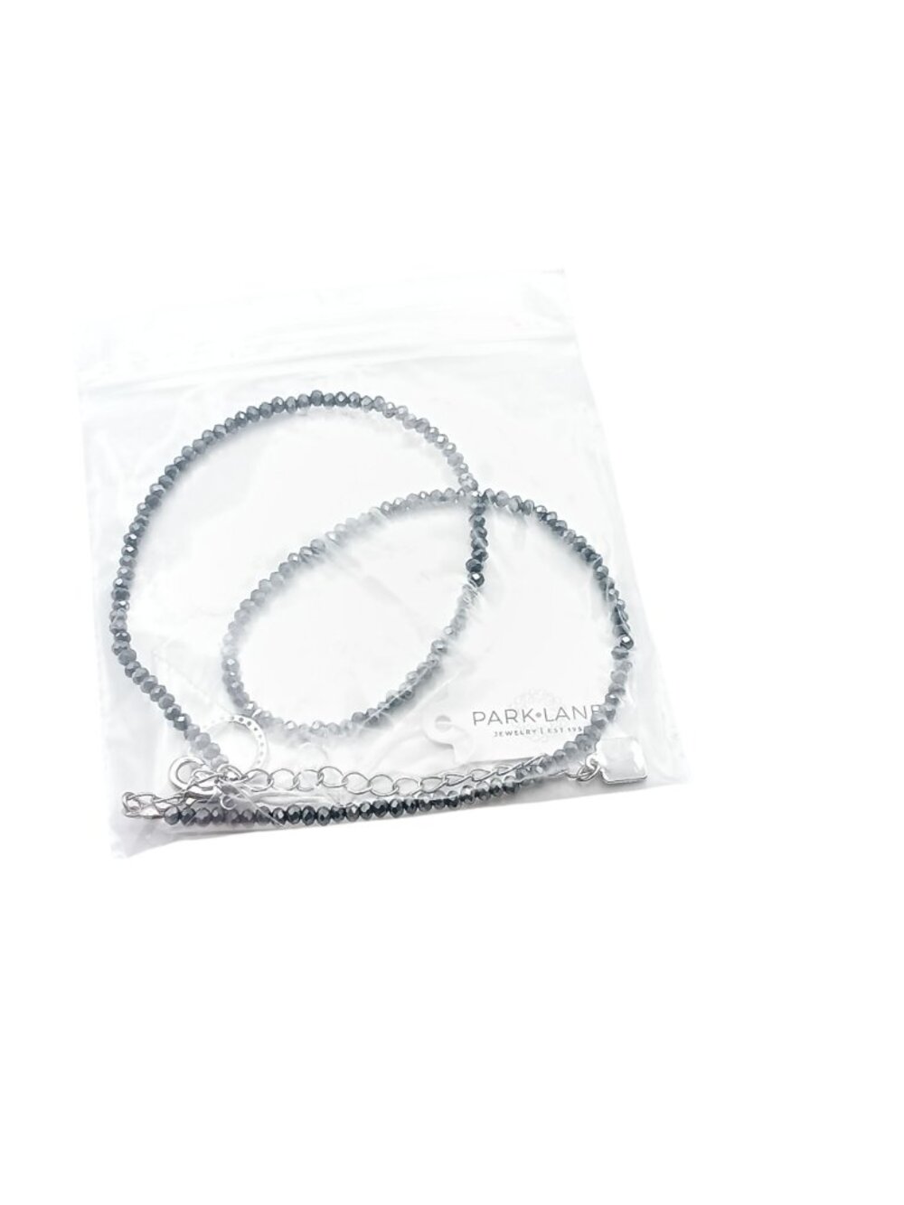 Park Lane Faceted Gray Beaded Necklace with Crystal Circle Charm Pendant and Sil - Picture 3 of 3